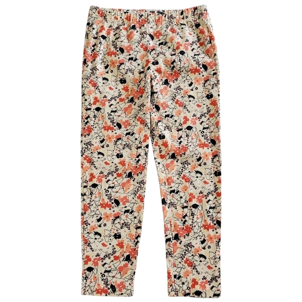 K1166 * GAP Kids Girls Floral Leggings Cream Orange Black Size M
